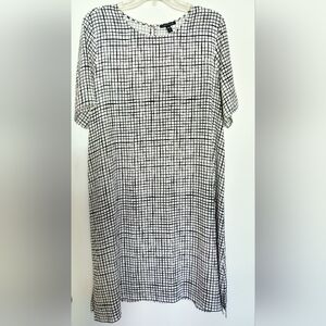 Eileen Fisher B&W Geometric Print Tencel/Rayon Dress Size M Ultra Minimalist Lux